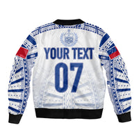 Personalised Samoa Rugby Sleeve Zip Bomber Jacket Manu Samoa Gradient White - Wonder Print Shop