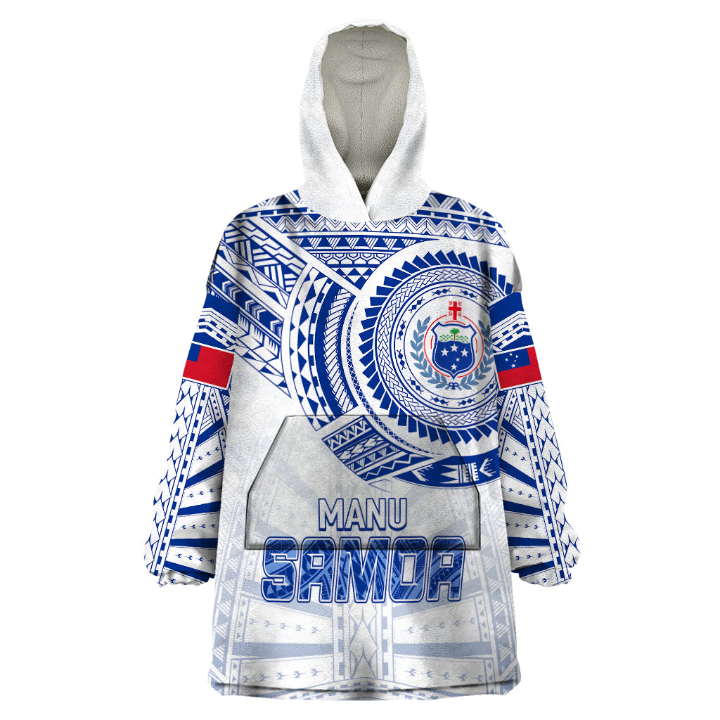 Personalised Samoa Rugby Wearable Blanket Hoodie Manu Samoa Gradient White - Wonder Print Shop