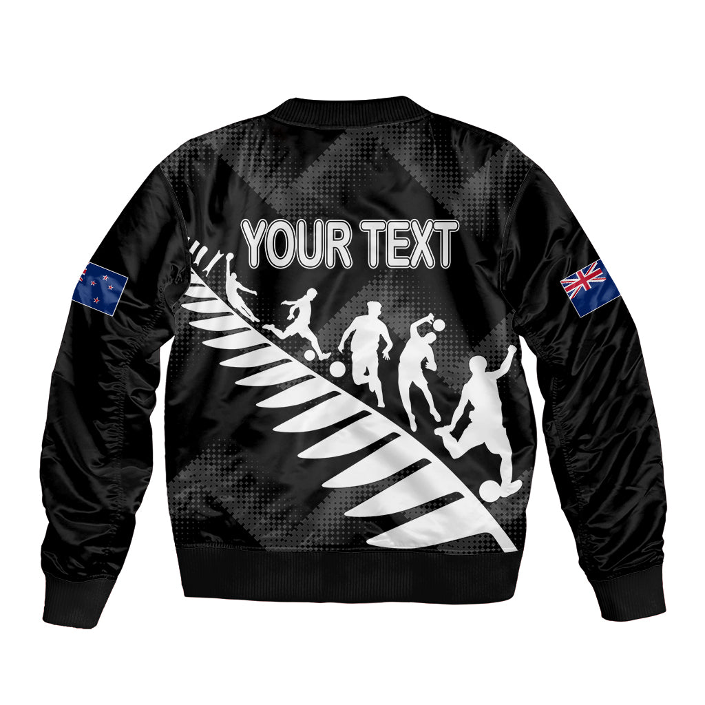 Personalised New Zealand Football Ferns Bomber Jacket Women World Cup 2023 Sporty Vibes LT7 - Wonder Print Shop