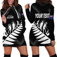 Personalised New Zealand Football Ferns Hoodie Dress Women World Cup 2023 Sporty Vibes - Wonder Print Shop