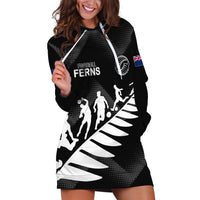 Personalised New Zealand Football Ferns Hoodie Dress Women World Cup 2023 Sporty Vibes - Wonder Print Shop