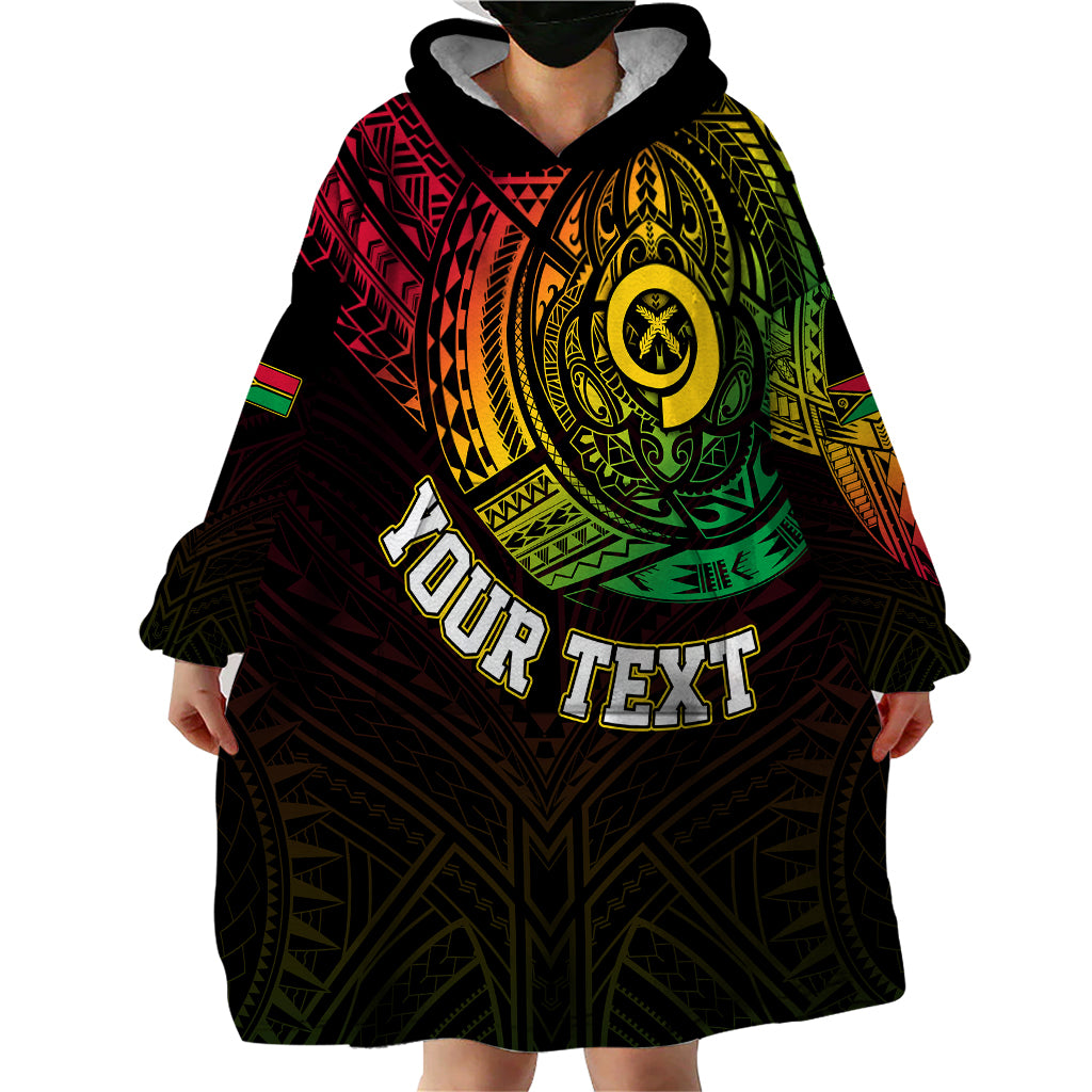 Personalised Vanuatu Wearable Blanket Hoodie Turtle Chest Tattoo Flag Color - Wonder Print Shop