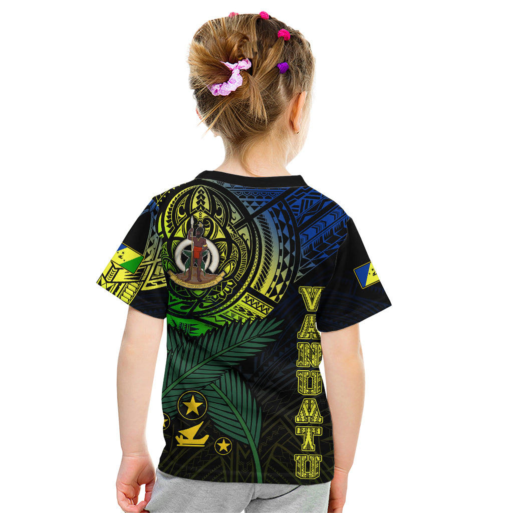 Personalised Vanuatu Kid T Shirt Turtle Chest Tattoo Flag Color - Malampa - Wonder Print Shop