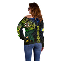 Personalised Vanuatu Off Shoulder Sweater Turtle Chest Tattoo Flag Color - Malampa - Wonder Print Shop