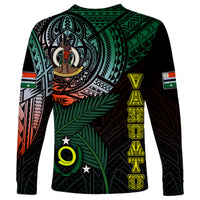 Personalised Vanuatu Long Sleeve Shirt Turtle Chest Tattoo Flag Color - Penama - Wonder Print Shop