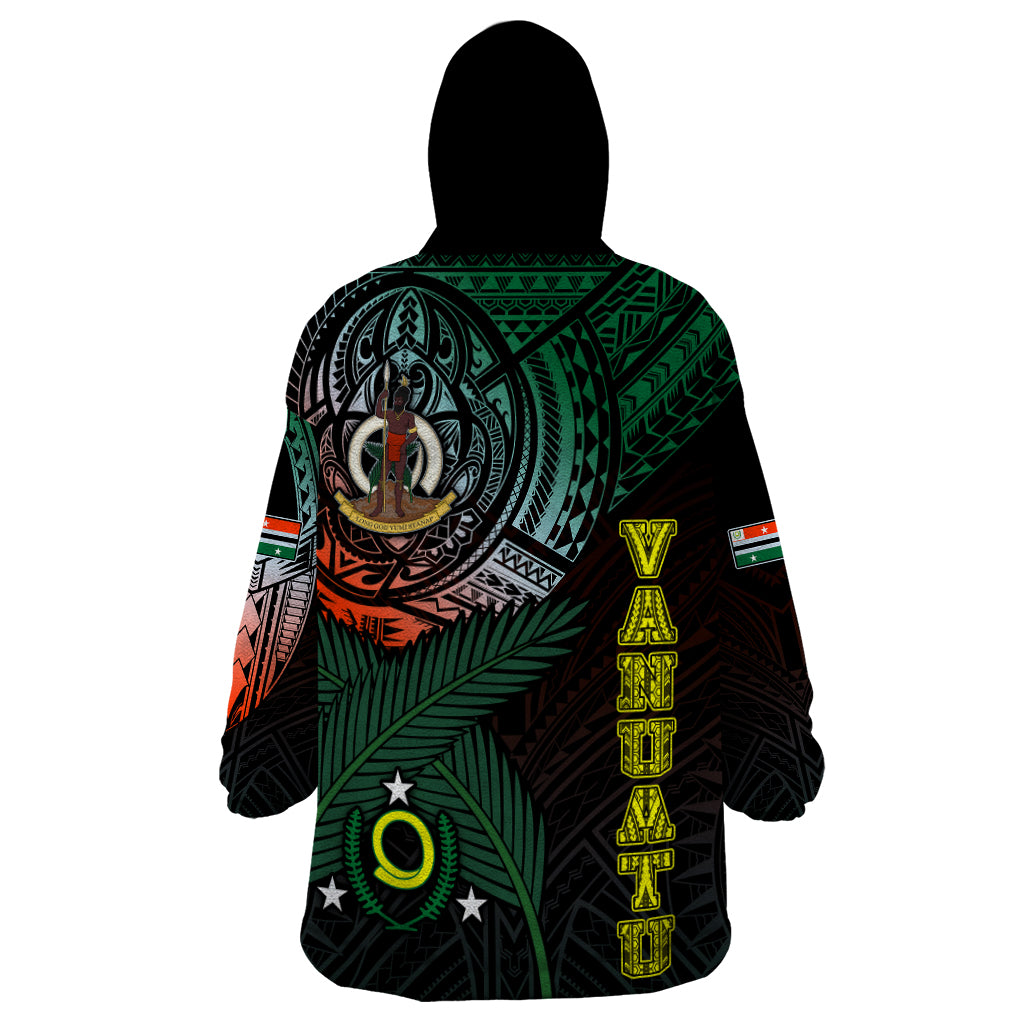 Personalised Vanuatu Wearable Blanket Hoodie Turtle Chest Tattoo Flag Color - Penama - Wonder Print Shop