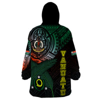 Personalised Vanuatu Wearable Blanket Hoodie Turtle Chest Tattoo Flag Color - Penama - Wonder Print Shop