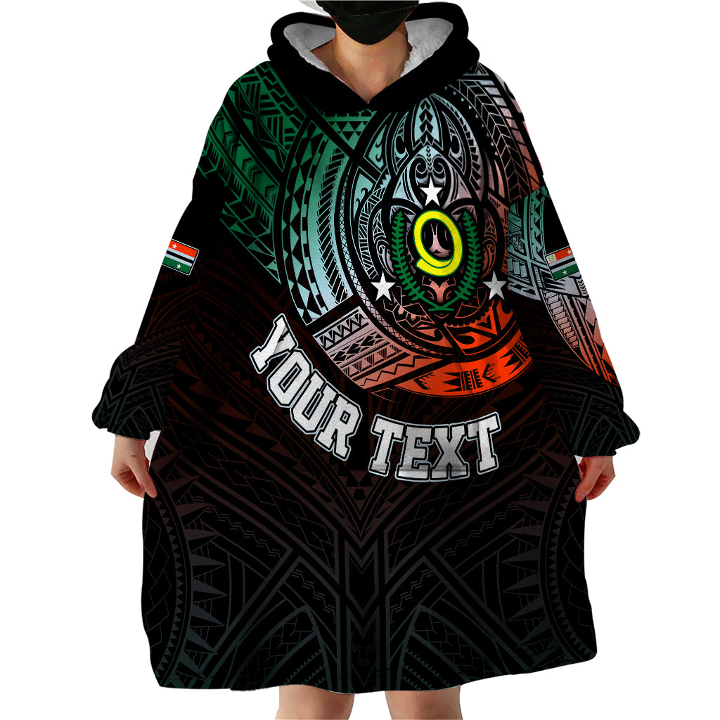 Personalised Vanuatu Wearable Blanket Hoodie Turtle Chest Tattoo Flag Color - Penama - Wonder Print Shop
