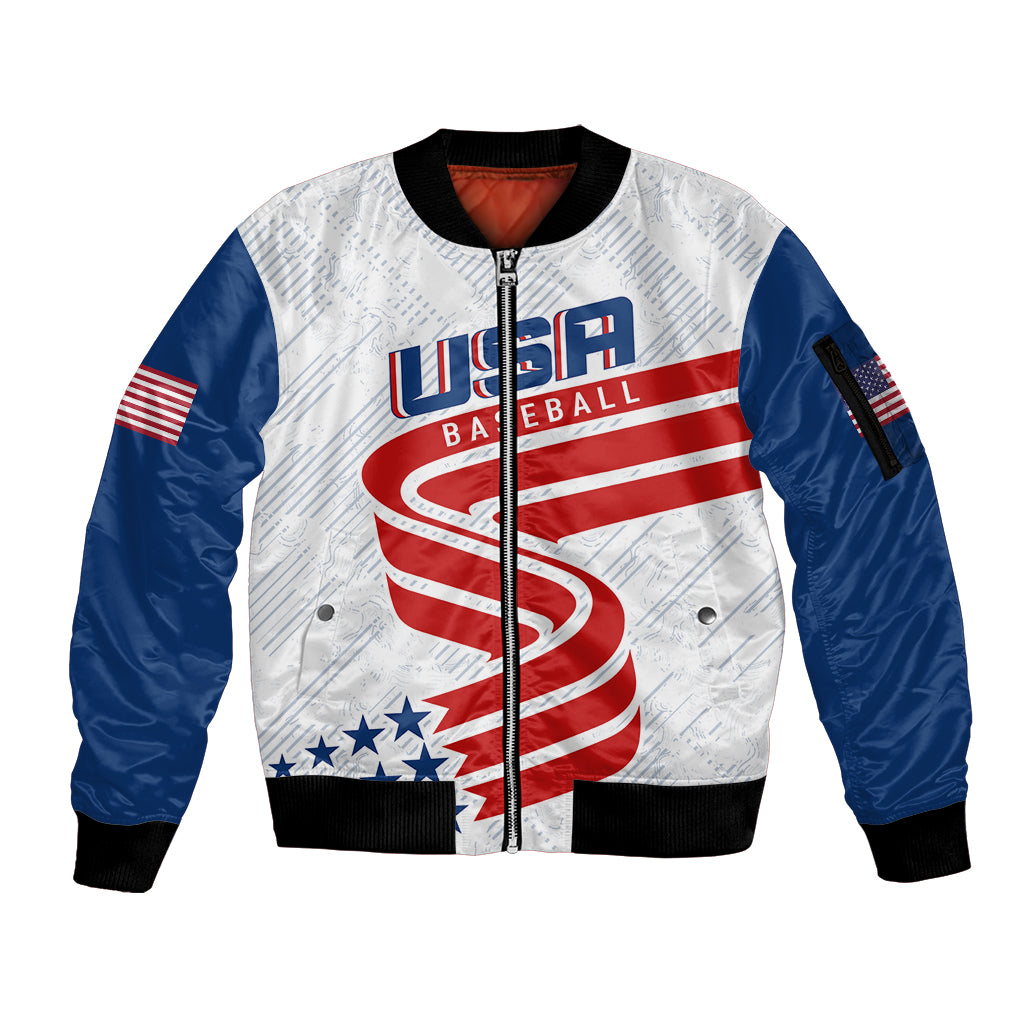 Personalised USA Baseball Star Spangled Simple Style Sleeve Zip Bomber Jacket - Wonder Print Shop