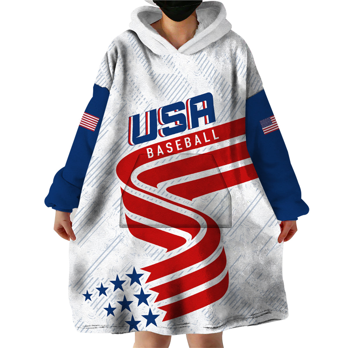 Personalised USA Baseball Star Spangled Simple Style Wearable Hoodie Blanket - Wonder Print Shop
