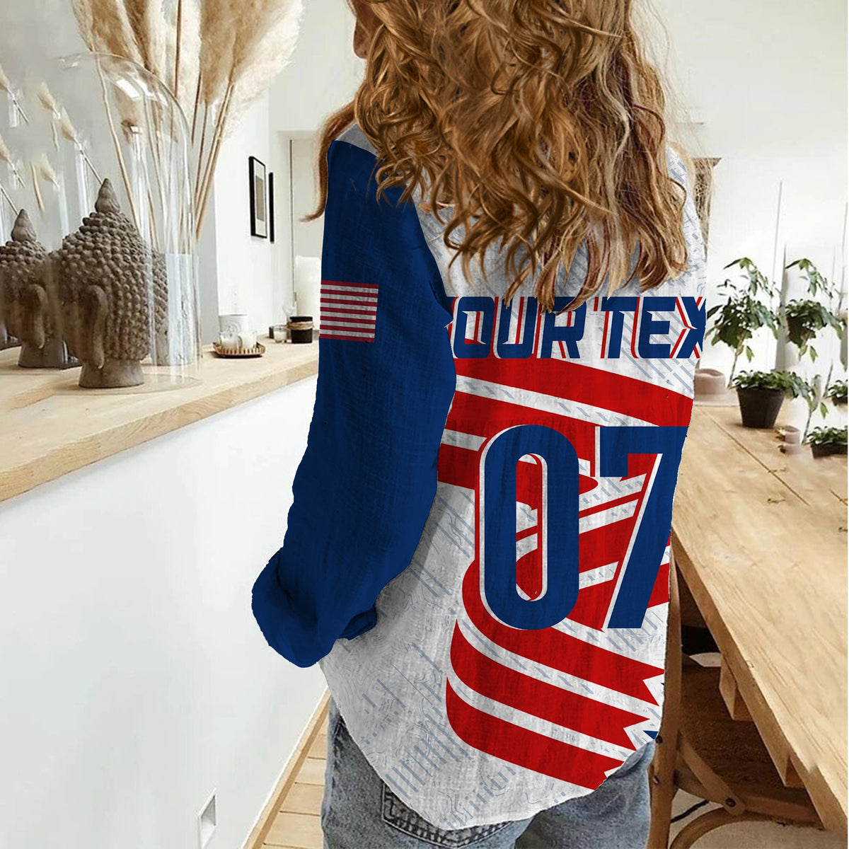Personalised USA Baseball Star Spangled Simple Style Women Casual Shirt - Wonder Print Shop