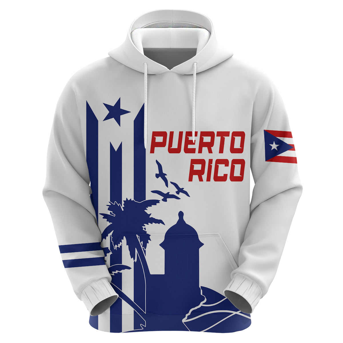 Custom Puerto Rico Baseball 2023 El Morro Silhouette Hoodie - Wonder Print Shop