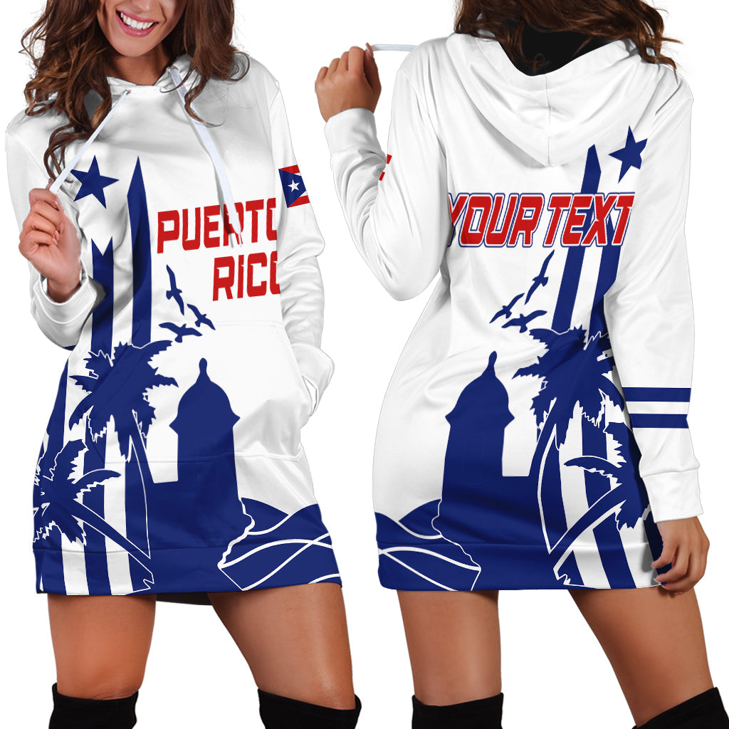Personalised Puerto Rico Baseball 2023 El Morro Silhouette Hoodie Dress - Wonder Print Shop