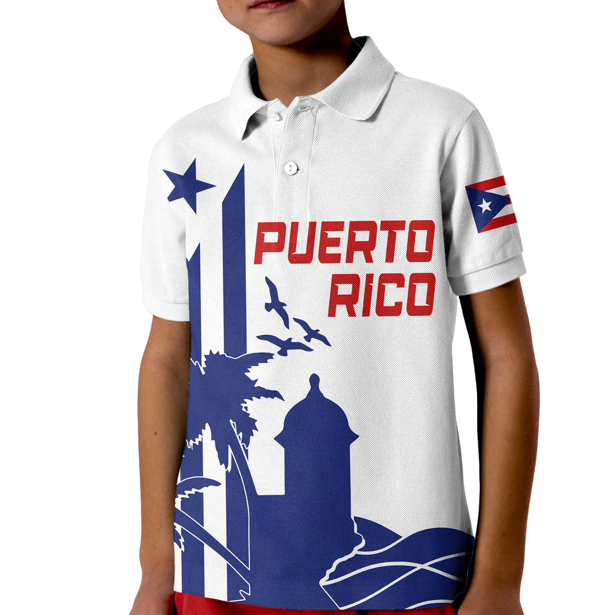 Custom Puerto Rico Baseball 2023 El Morro Silhouette Polo Shirt KID - Wonder Print Shop