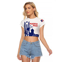 Personalised Puerto Rico Baseball 2023 El Morro Silhouette Raglan Cropped T Shirt - Wonder Print Shop
