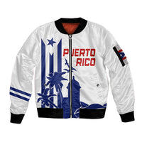 Personalised Puerto Rico Baseball 2023 El Morro Silhouette Sleeve Zip Bomber Jacket - Wonder Print Shop