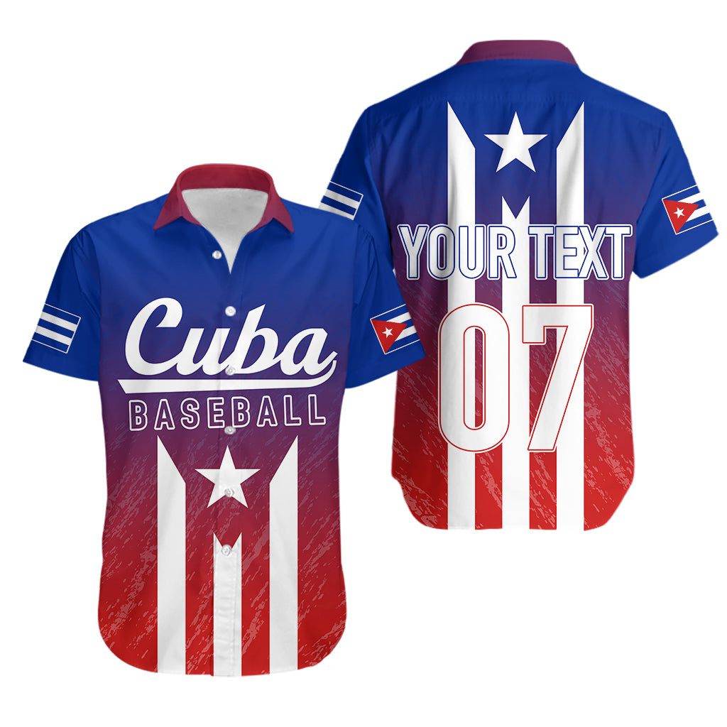 Personalised Cuba Baseball Gradient Color Flag Style Hawaiian Shirt - Wonder Print Shop