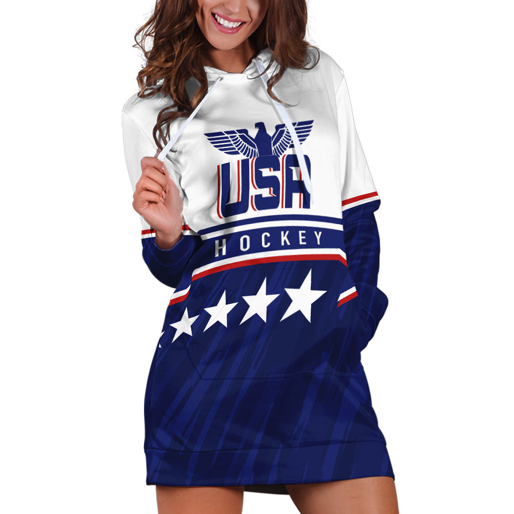 USA Ice Hockey Championship 2023 Star Eagle Hoodie Dress - Wonder Print Shop