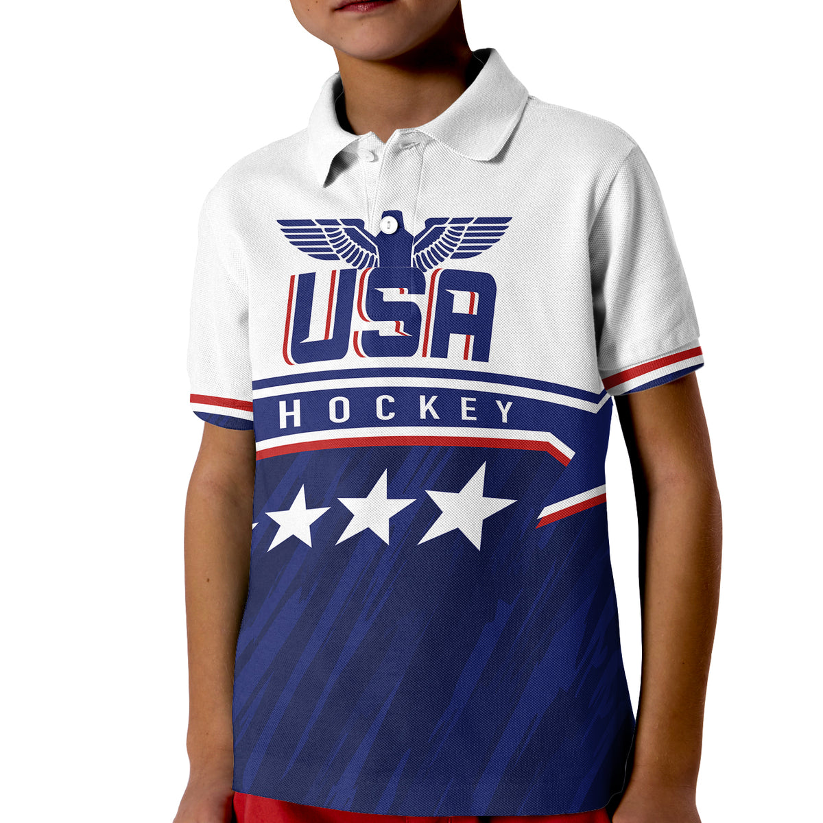 USA Ice Hockey Championship 2023 Star Eagle Polo Shirt for Kid - Wonder Print Shop