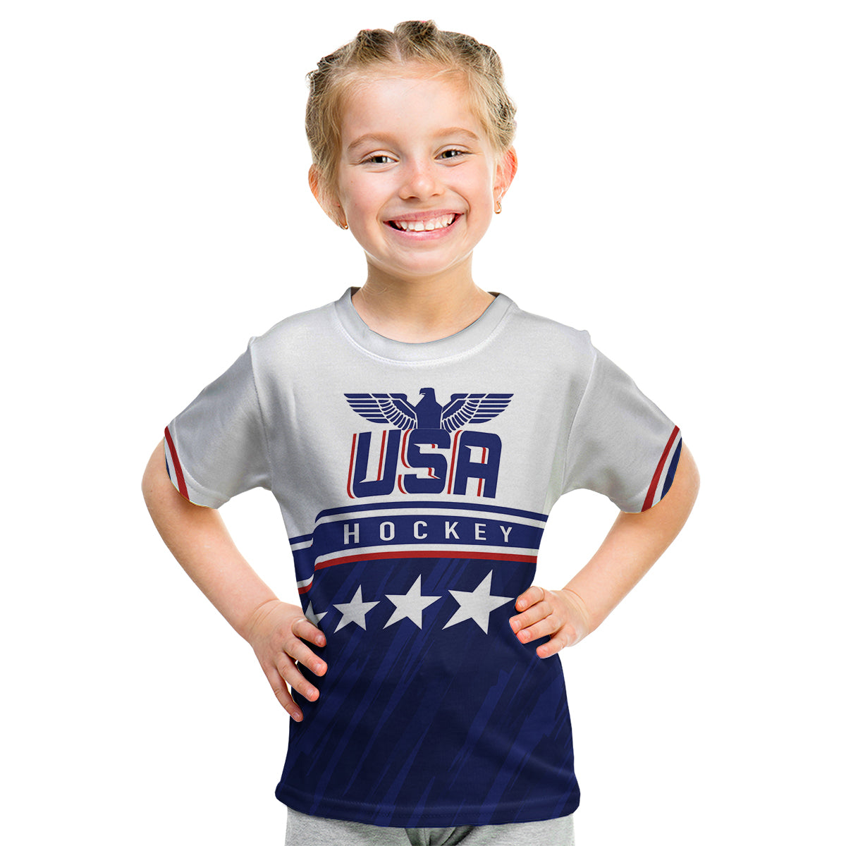USA Ice Hockey Championship 2023 Star Eagle Kid T Shirt - Wonder Print Shop