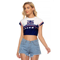 USA Ice Hockey Championship 2023 Star Eagle Raglan Cropped T Shirt - Wonder Print Shop