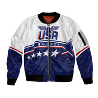 USA Ice Hockey Championship 2023 Star Eagle Sleeve Zip Bomber Jacket - Wonder Print Shop