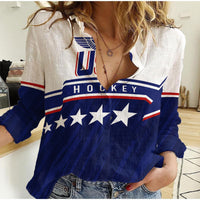 USA Ice Hockey Championship 2023 Star Eagle Women Casual Shirt - Wonder Print Shop