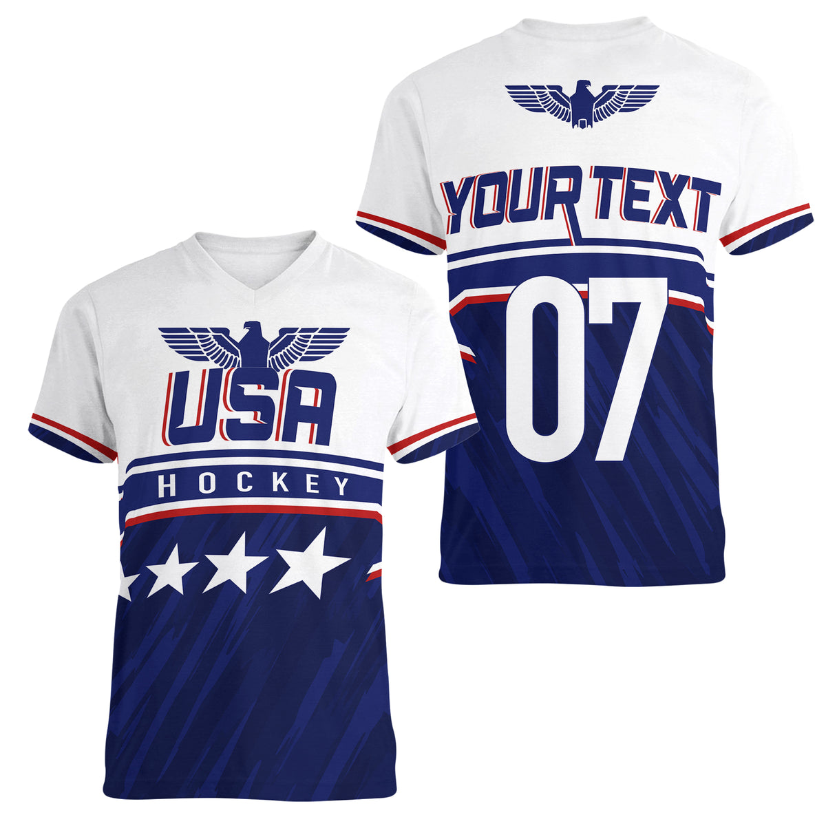 USA Ice Hockey Championship 2023 Star Eagle Women V Neck T Shirt - Wonder Print Shop