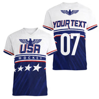 USA Ice Hockey Championship 2023 Star Eagle Women V Neck T Shirt - Wonder Print Shop