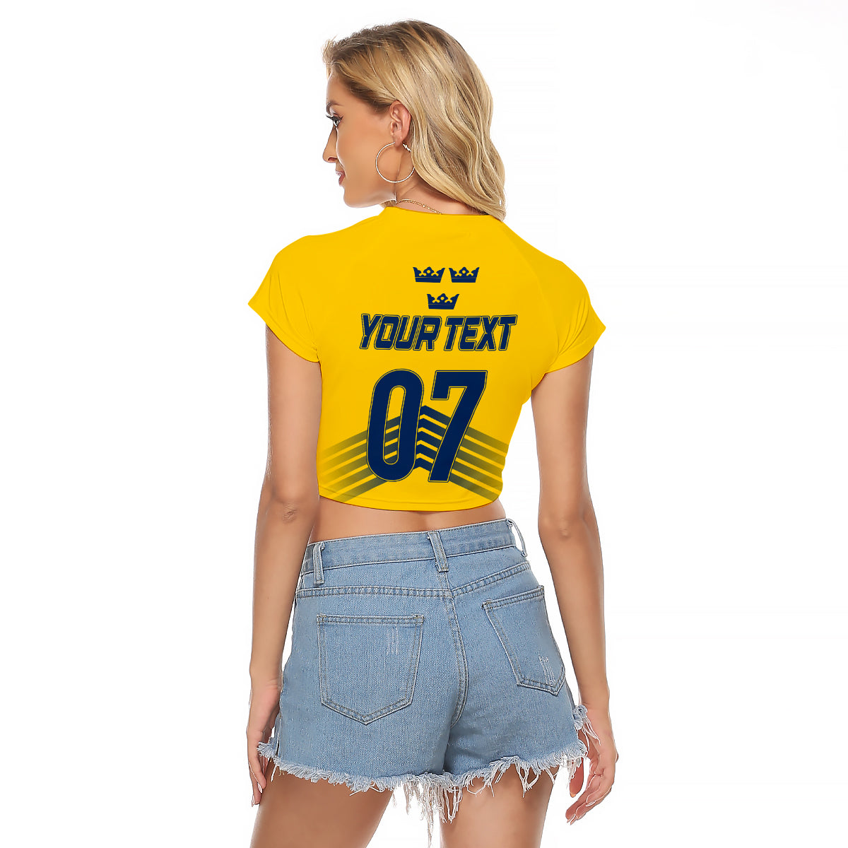 Sweden Ice Hockey Championship 2023 Three Crowns Raglan Cropped T Shirt - Wonder Print Shop