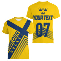 Sweden Ice Hockey Championship 2023 Three Crowns Women V Neck T Shirt - Wonder Print Shop
