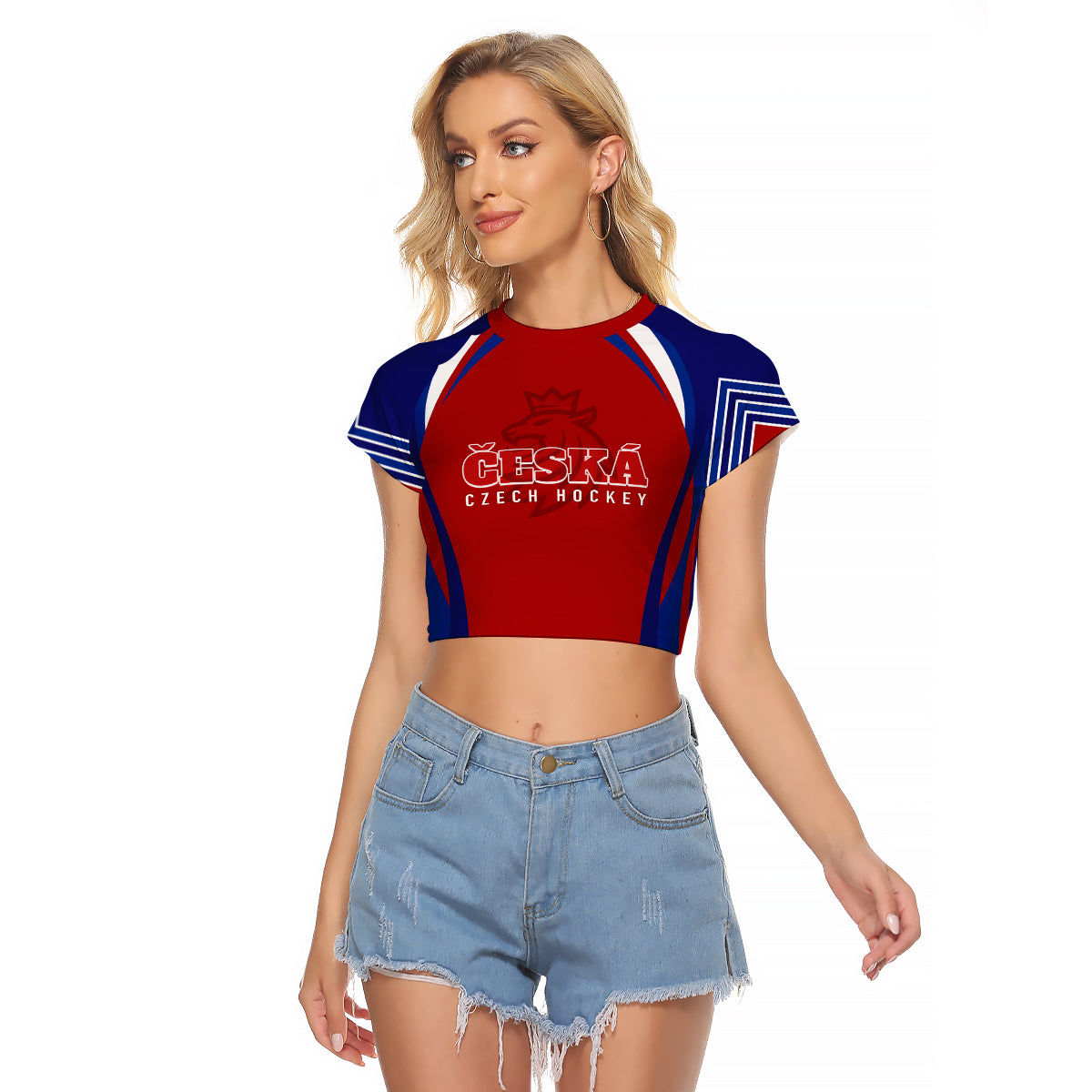 Czech Republic Ice Hockey Championship 2023 Lions Raglan Cropped T Shirt - Wonder Print Shop