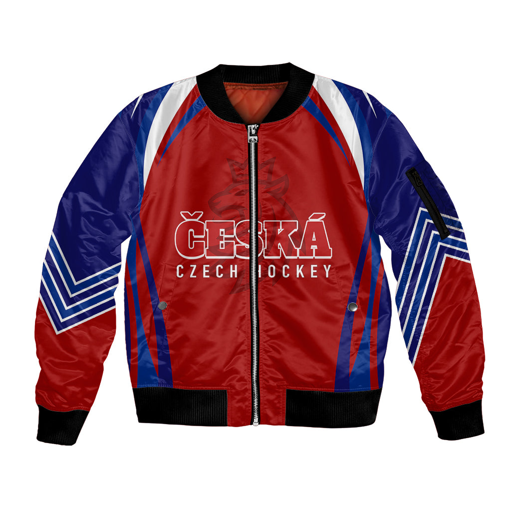 Czech Republic Ice Hockey Championship 2023 Lions Sleeve Zip Bomber Jacket - Wonder Print Shop