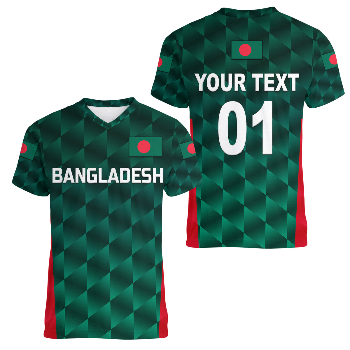 (Custom Personalised) Bangladesh Cricket Women V Neck T Shirt Unique Style LT8 - Wonder Print Shop