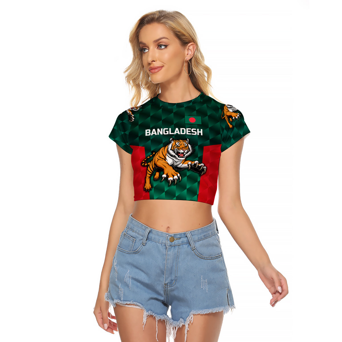 (Custom Personalised) Bangladesh Cricket Raglan Cropped T Shirt Special Style The Tigers LT8 - Wonder Print Shop