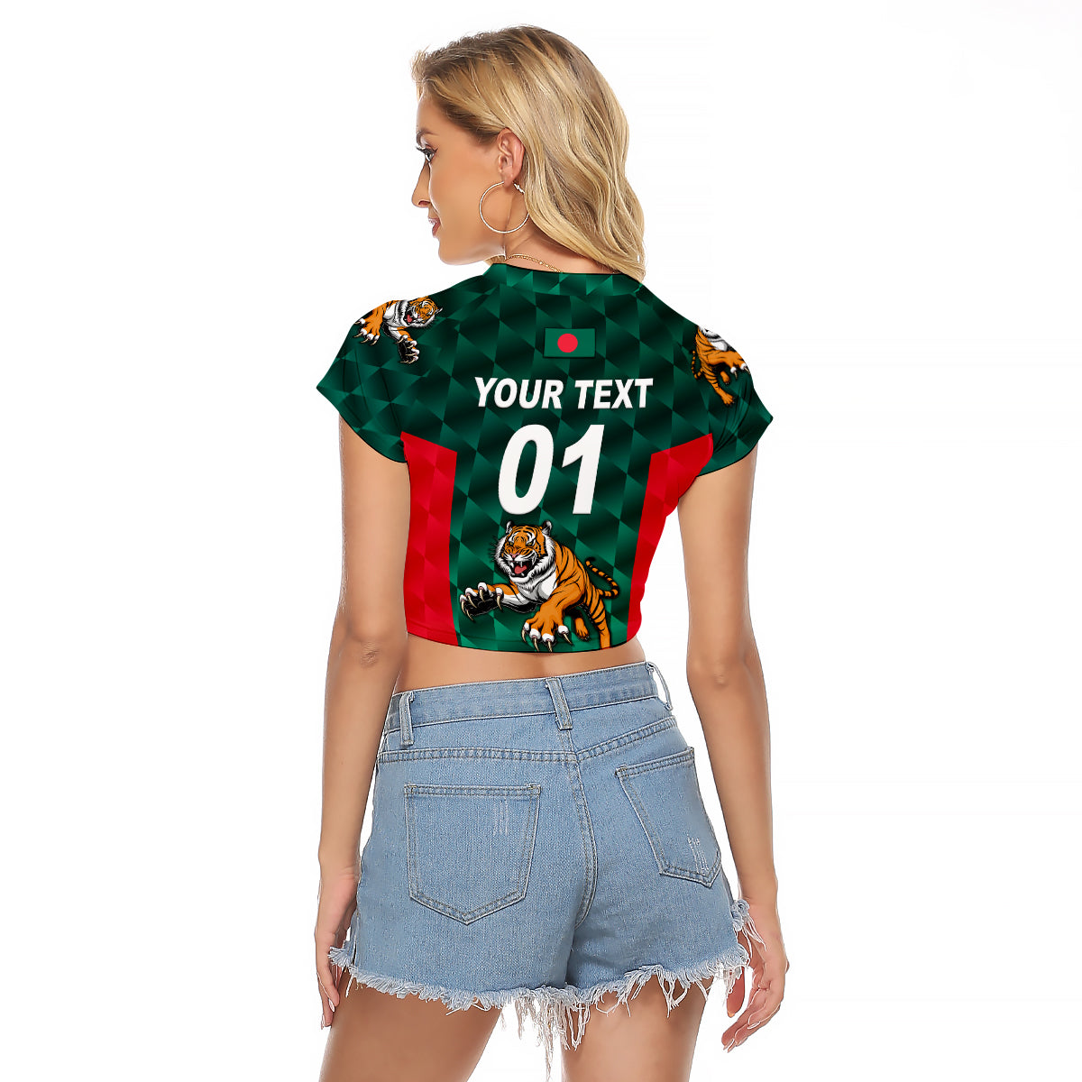 (Custom Personalised) Bangladesh Cricket Raglan Cropped T Shirt Special Style The Tigers LT8 - Wonder Print Shop