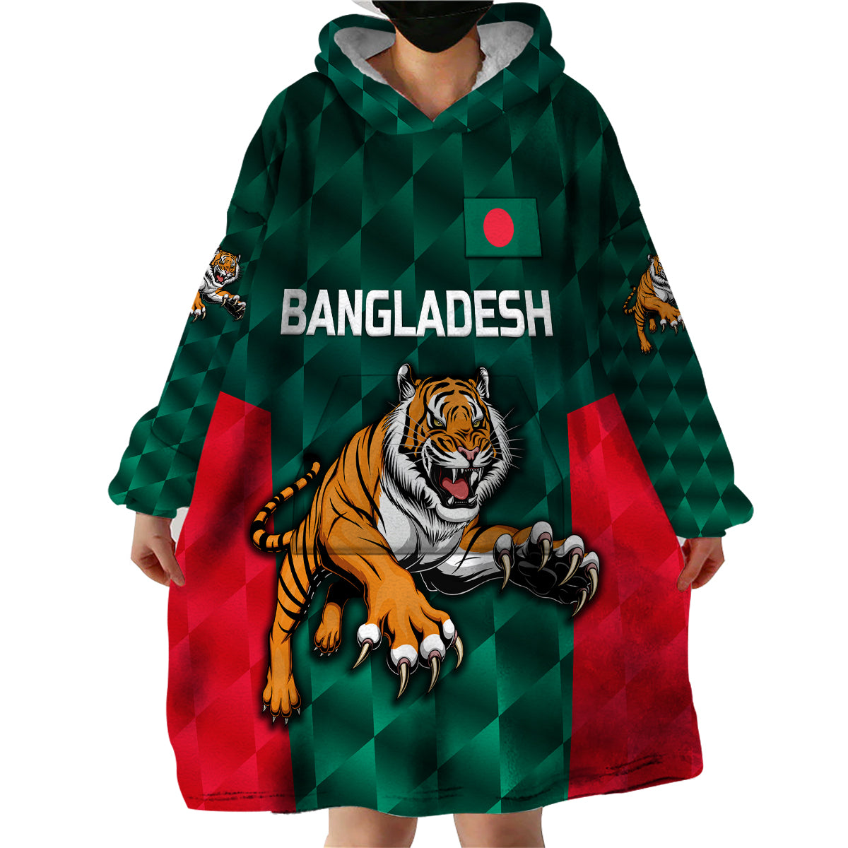 (Custom Personalised) Bangladesh Cricket Wearable Blanket Hoodie Special Style The Tigers LT8 - Wonder Print Shop