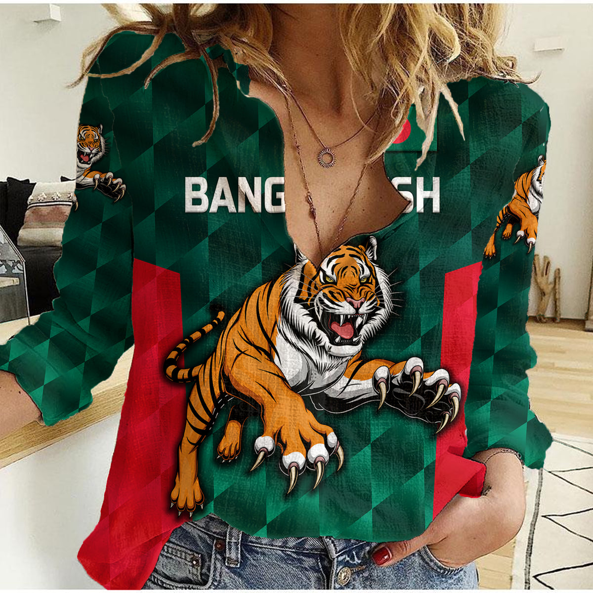(Custom Personalised) Bangladesh Cricket Women Casual Shirt Special Style The Tigers LT8 - Wonder Print Shop