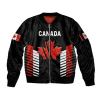 (Custom Personalised) Canada Cricket Sleeve Zip Bomber Jacket Maple Leaf Unique Style - Black LT8 - Wonder Print Shop
