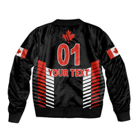 (Custom Personalised) Canada Cricket Sleeve Zip Bomber Jacket Maple Leaf Unique Style - Black LT8 - Wonder Print Shop