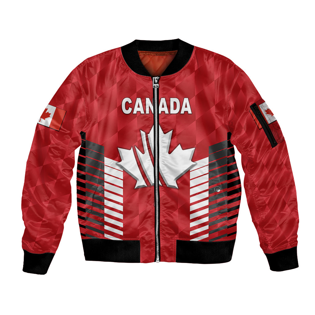 (Custom Personalised) Canada Cricket Sleeve Zip Bomber Jacket Maple Leaf Unique Style - Red LT8 - Wonder Print Shop