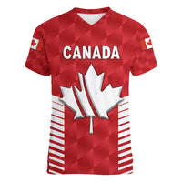 (Custom Personalised) Canada Cricket Women V Neck T Shirt Maple Leaf Unique Style - Red LT8 - Wonder Print Shop
