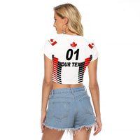 (Custom Personalised) Canada Cricket Raglan Cropped T Shirt Maple Leaf Unique Style - White LT8 - Wonder Print Shop