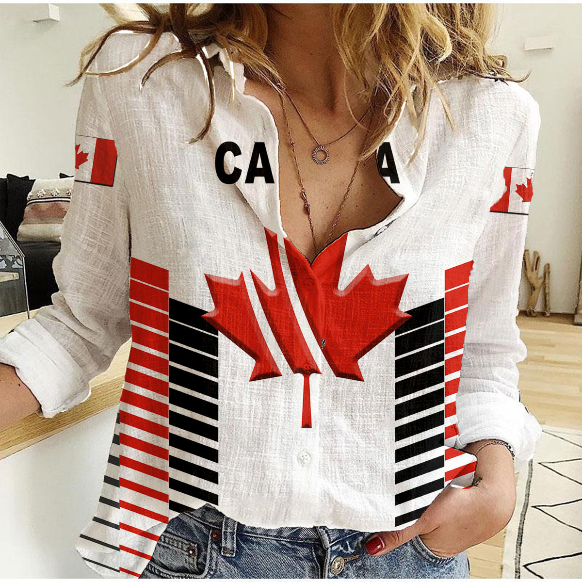 (Custom Personalised) Canada Cricket Women Casual Shirt Maple Leaf Unique Style - White LT8 - Wonder Print Shop