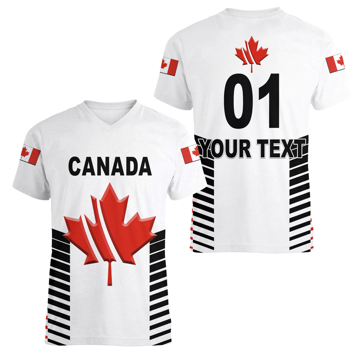 (Custom Personalised) Canada Cricket Women V Neck T Shirt Maple Leaf Unique Style - White LT8 - Wonder Print Shop