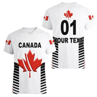 (Custom Personalised) Canada Cricket Women V Neck T Shirt Maple Leaf Unique Style - White LT8 - Wonder Print Shop