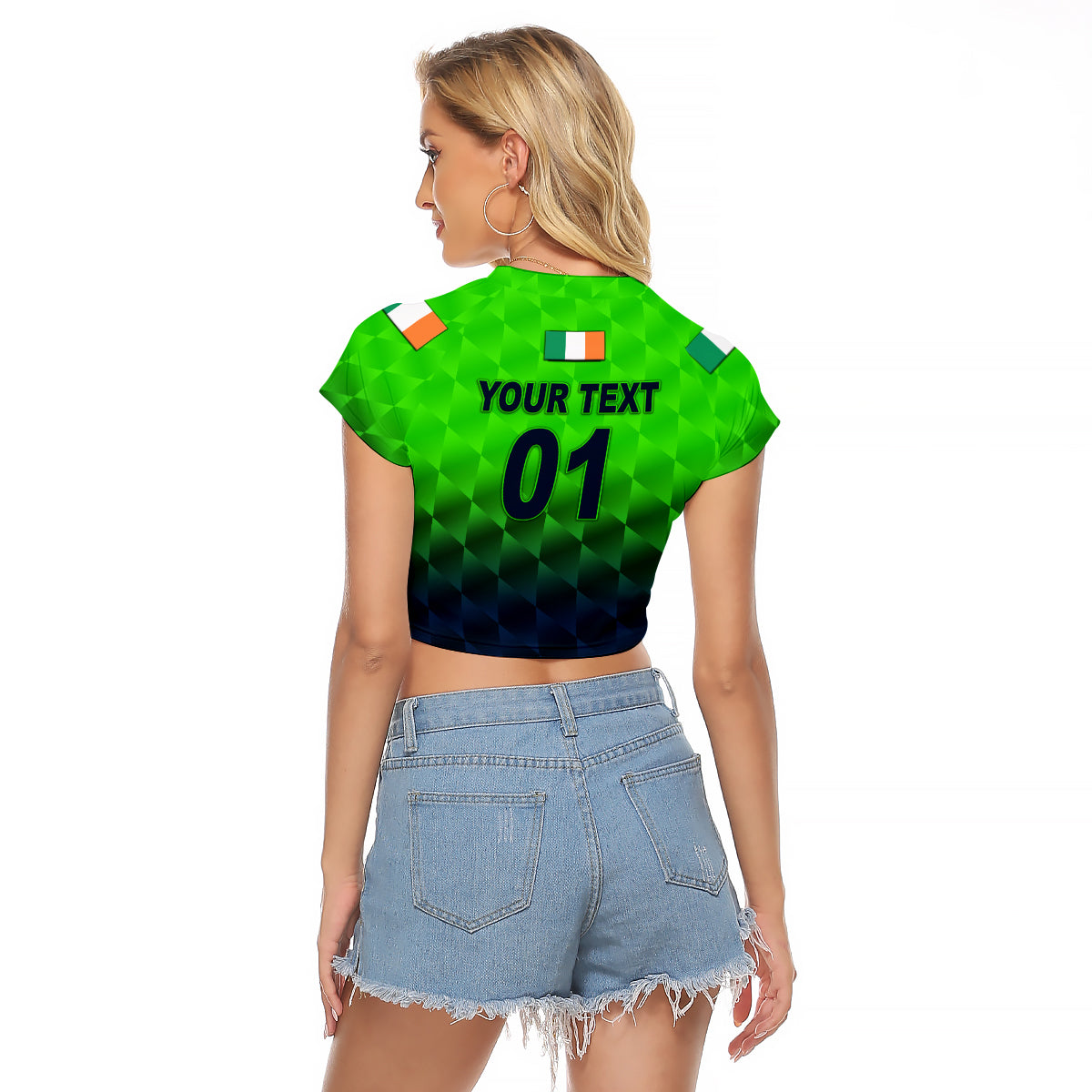 (Custom Personalised) Ireland Cricket Raglan Cropped T Shirt Unique Style LT8 - Wonder Print Shop