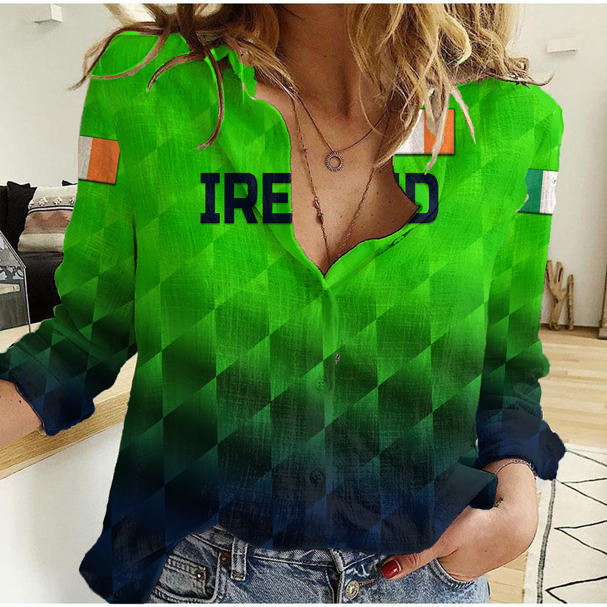(Custom Personalised) Ireland Cricket Women Casual Shirt Unique Style LT8 - Wonder Print Shop