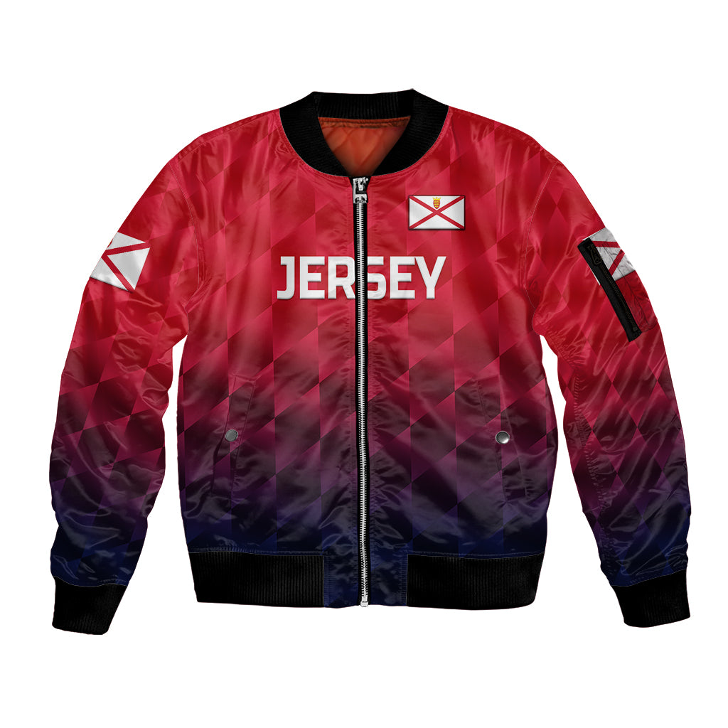 (Custom Personalised) The Bailiwick of Jersey Cricket Sleeve Zip Bomber Jacket Unique Style - Red NO.1 LT8 - Wonder Print Shop