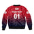 (Custom Personalised) The Bailiwick of Jersey Cricket Sleeve Zip Bomber Jacket Unique Style - Red NO.1 LT8 - Wonder Print Shop